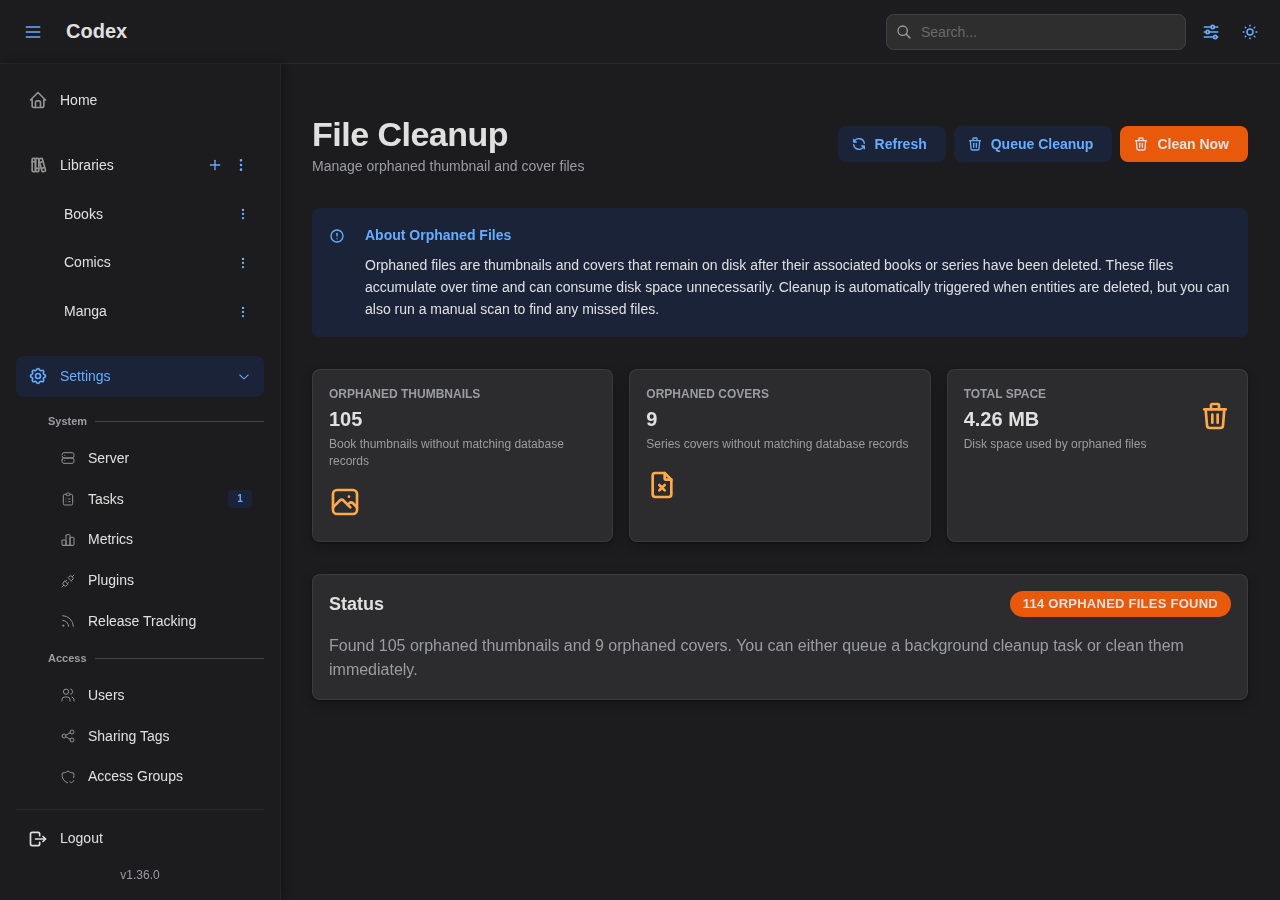 Cleanup Settings