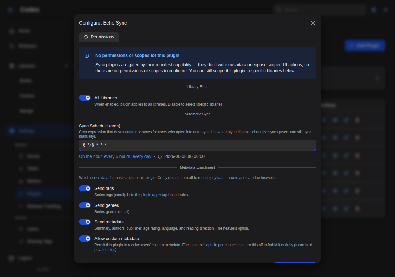 Config Modal - Sync Schedule