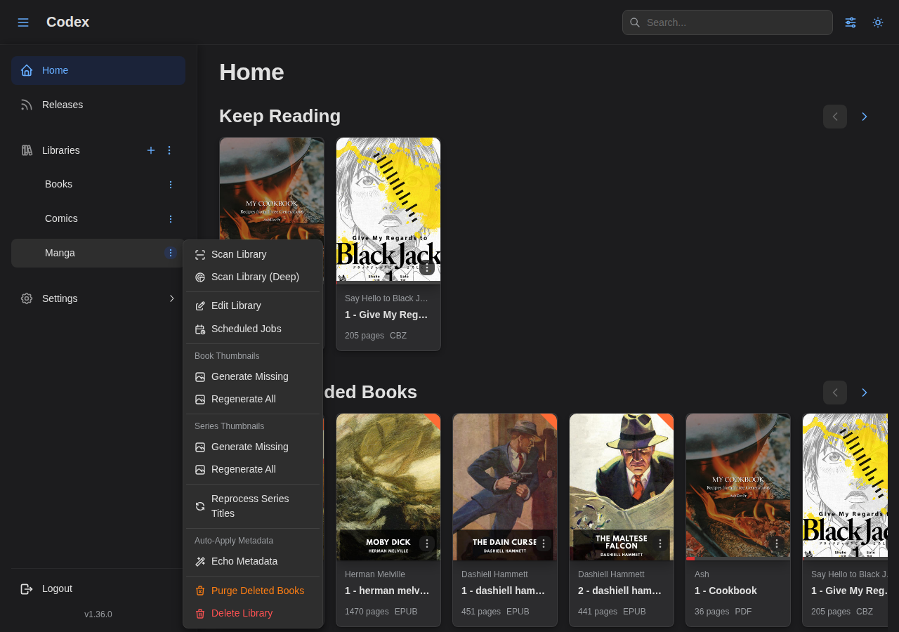 Library Sidebar - Plugin Dropdown
