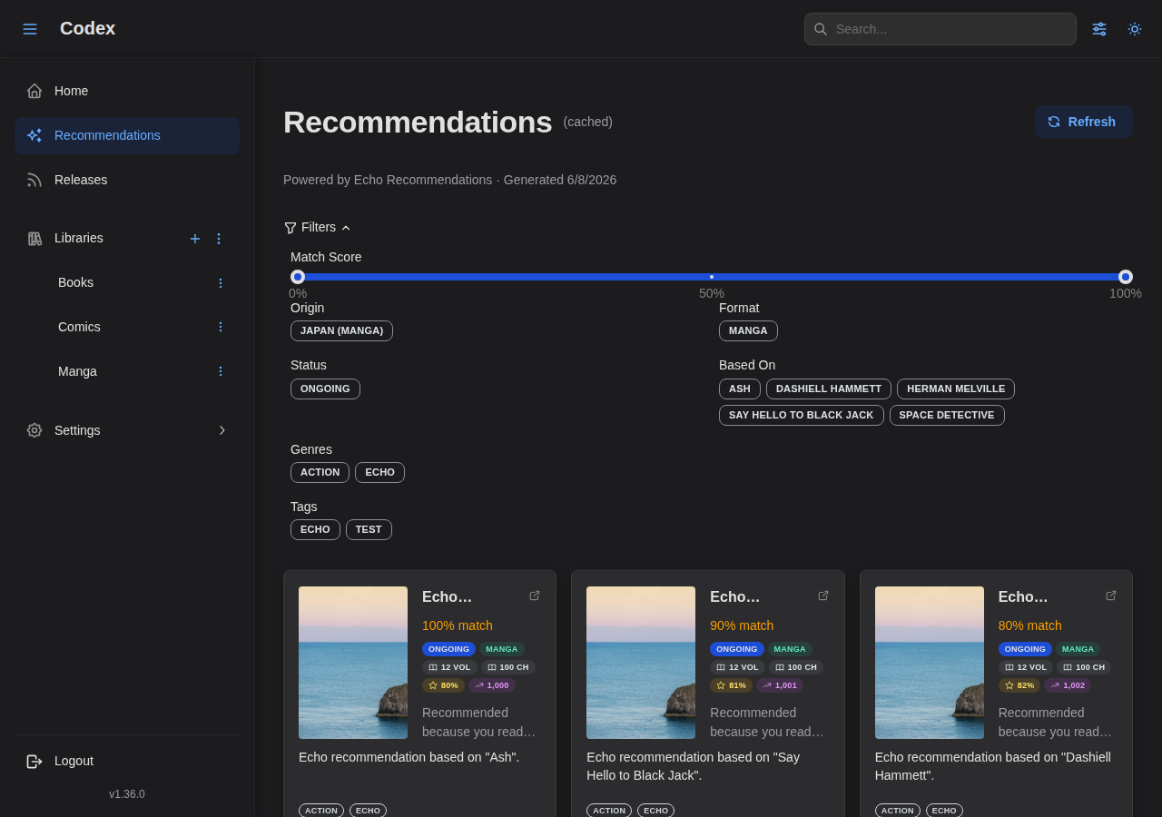 Recommendations - Filters