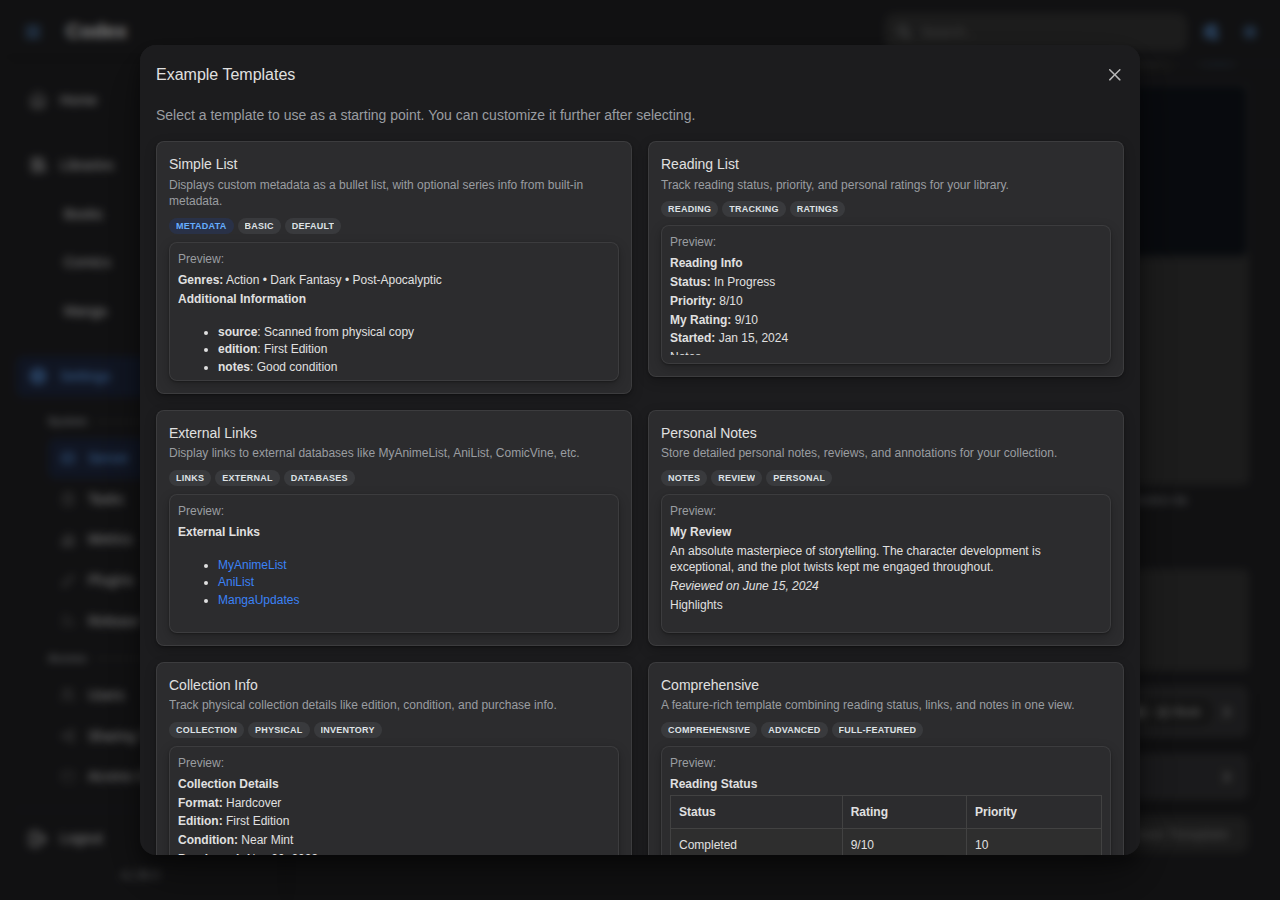 Custom Metadata Templates