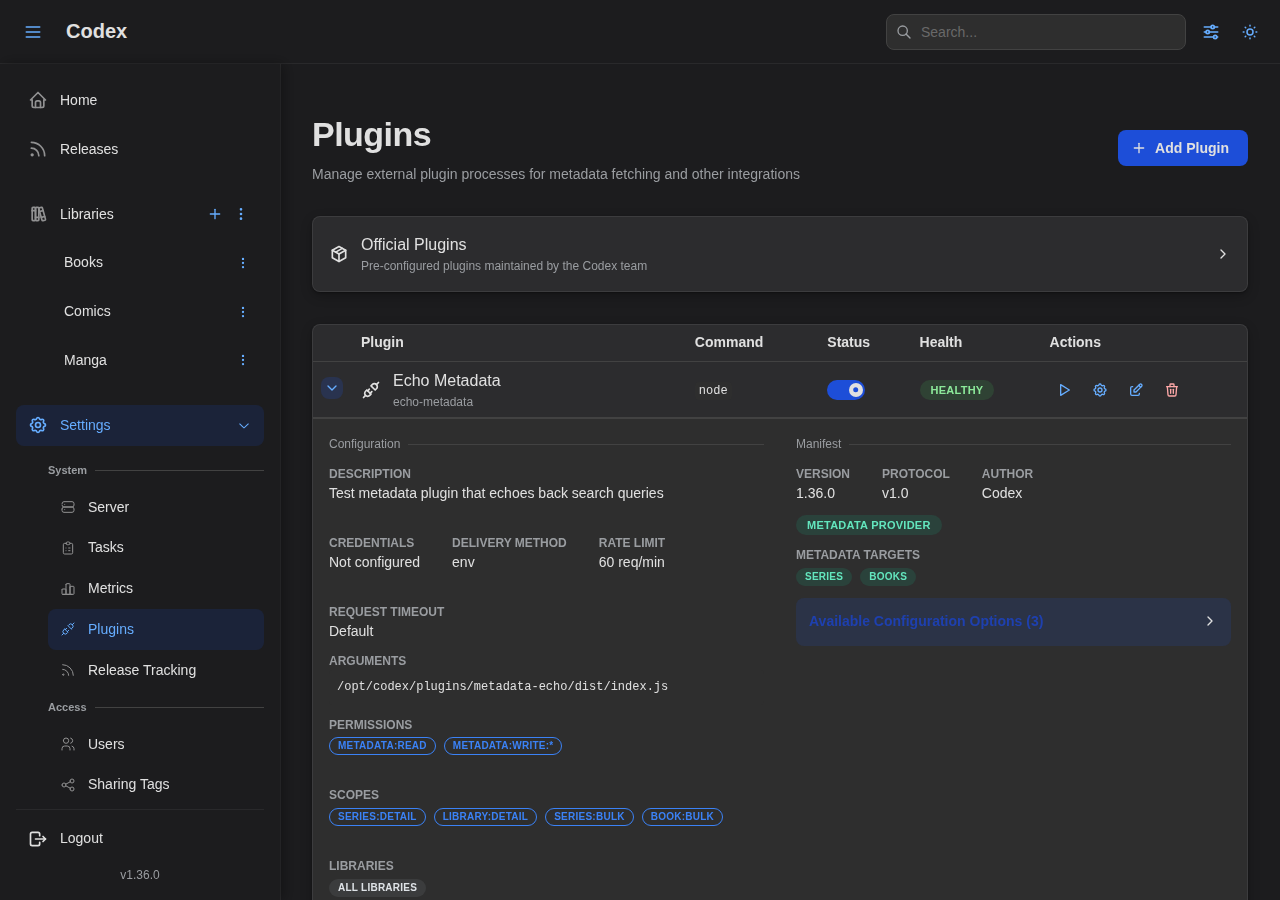 Plugin Settings - Expanded Details