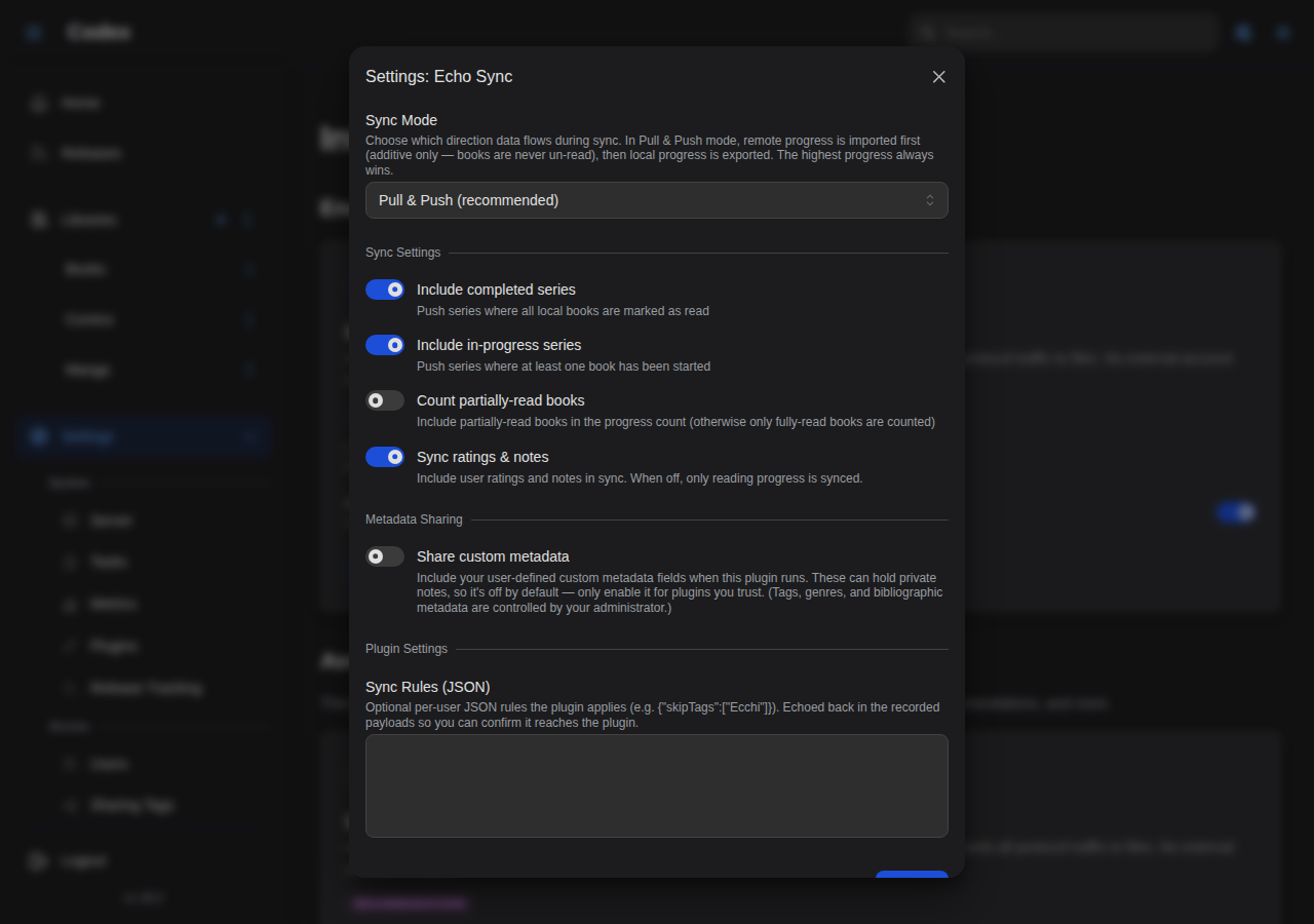 User Integrations - Sync Settings